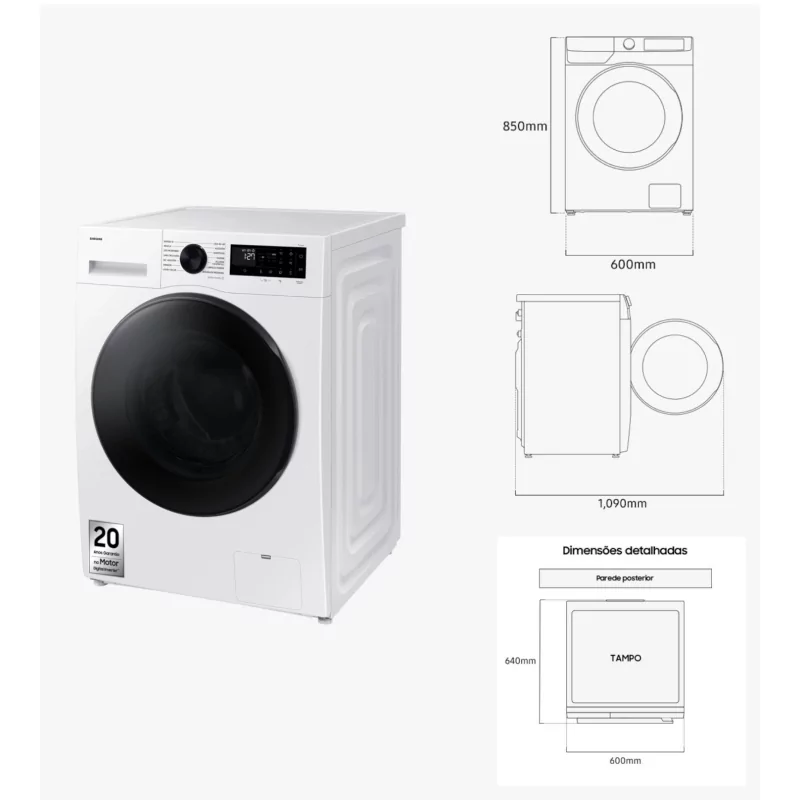 Kontrolsat - Máquina de Lavar e Secar Roupa Samsung WD90DG5B15BEEP - (6/9KG - 1400 rpm - Branco)
