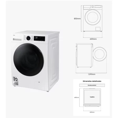 Kontrolsat - Máquina de Lavar e Secar Roupa Samsung WD90DG5B15BEEP - (6/9KG - 1400 rpm - Branco)