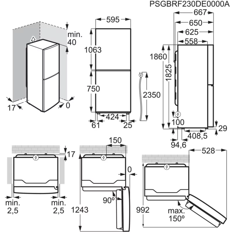 Kontrolsat - AEG RCB632E9MU Fridge Freezer (330L - Class E - Inox)