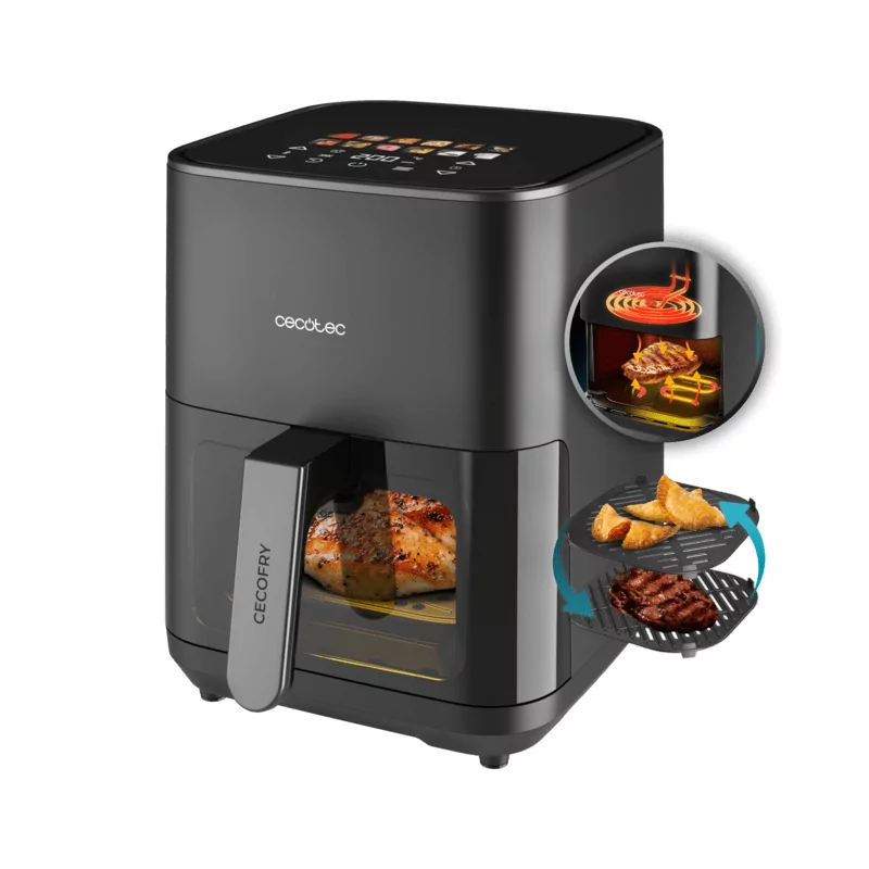 Kontrolsat - Air Fryer Cecotec Cecofry&Grill Duoheat 4000 - (4 L - 1900 W - Preto) Kontrolsat - Air Fryer Cecotec Cecofry&Grill Duoheat 4000 - (4 L - 1900 W - Preto)