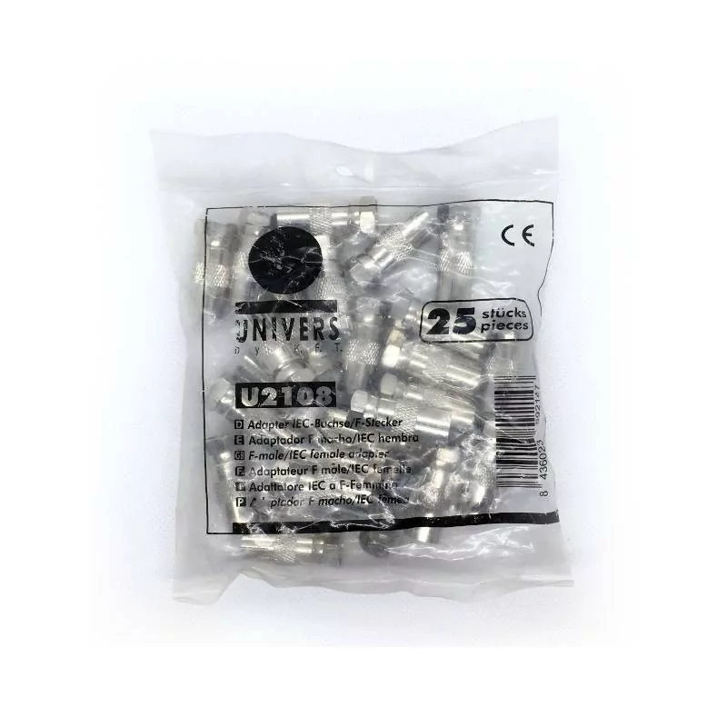 Daxis F Male to IEC Female Adapter UN2108 - 25 Units Pack Daxis F Male to IEC Female Adapter UN2108 - 25 Units Pack