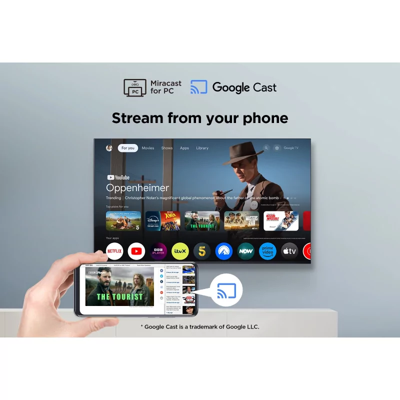 Kontrolsat - Televisor Smart TV QLED TCL 43P7K de 43'' (109 cm) com 4K Ultra HD, Google TV, Wi-Fi e Dolby Vision​