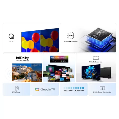 Kontrolsat - Televisor Smart TV QLED TCL 43P7K de 43'' (109 cm) com 4K Ultra HD, Google TV, Wi-Fi e Dolby Vision​