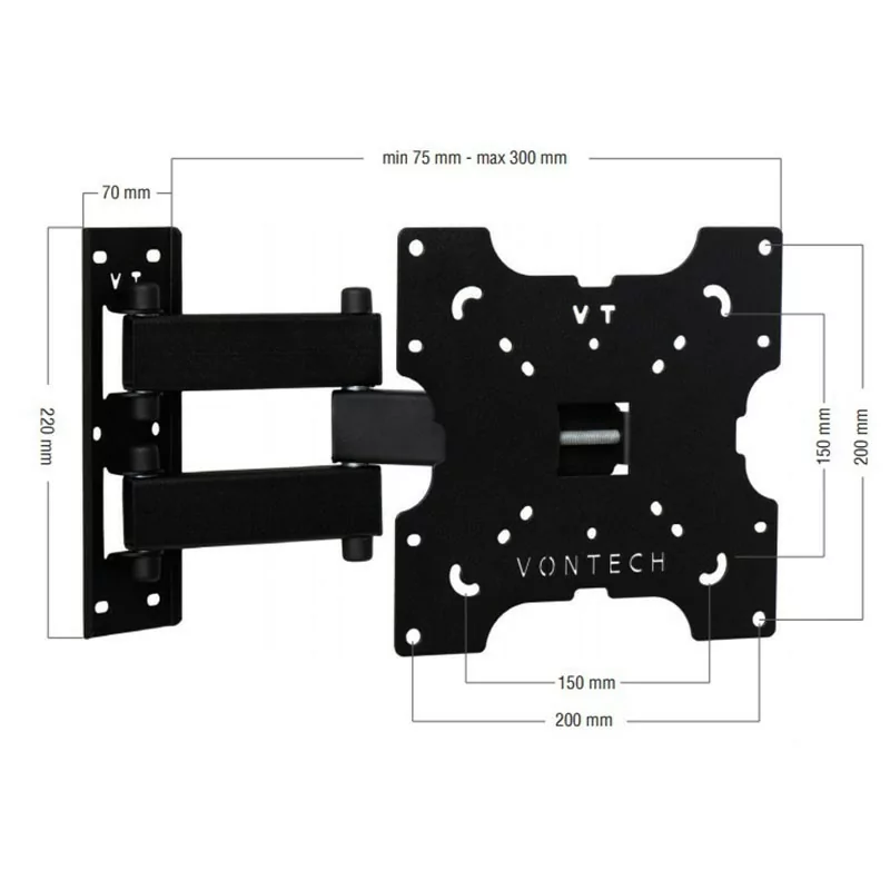 Vontech TV Mount - 22" to 42" - Double Rotating Arm