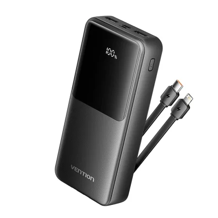 Kontrolsat - Bateria Powerbank Vention 20000mAh 22.5W USB Ecrã LED + Cabo USB-C/Lightning Preta