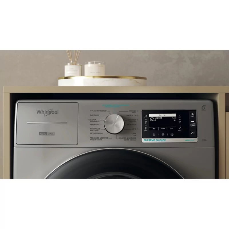 Kontrolsat - Máquina Lavar Roupa Whirlpool - 9Kg 1400rpm Prata | W8 99ADS SILENCE SPT