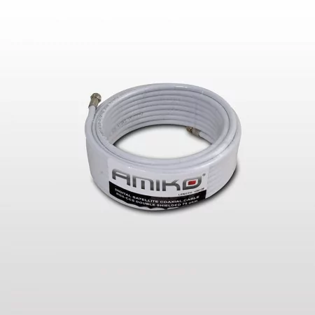 Amiko Coaxial Cable RG6 10M - 75dB Shielding, White