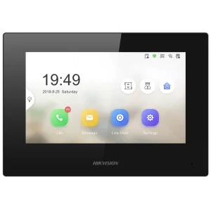 Kontrolsat - Monitor Interior de Vídeoporteiro Hikvision DS-KH6320-LE1 (Preto) – Ecrã 7” Touch, PoE, Áudio Bidirecional