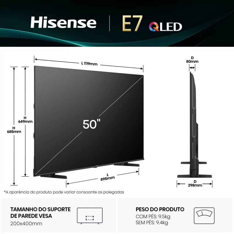 Kontrolsat - Hisense 50E7Q TV (QLED - 50" - 4K Ultra HD - Smart TV)